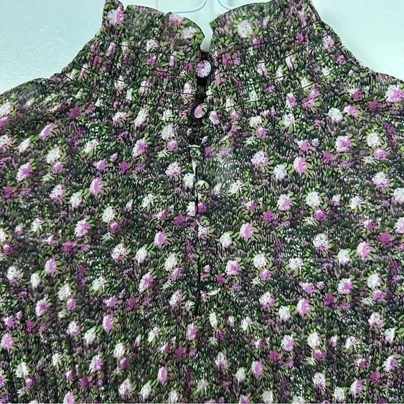 Cabi Knife Pleat Blouse Loose Fit Flowy Floral Print Balloon Sleeves Size M - Picture 3 of 7